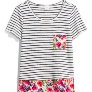 Le Lis Helana Woven Hem Knit Top